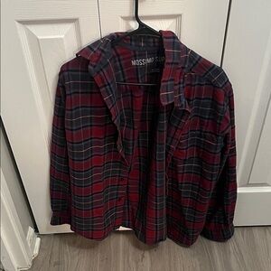 Mossimo Supply Co. Burgundy and Navy Plaid Shirt